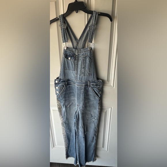 Anthropologie Pilcro The Lex Denim Jean Overalls Camo Animal size 25 women’s - Picture 6 of 12